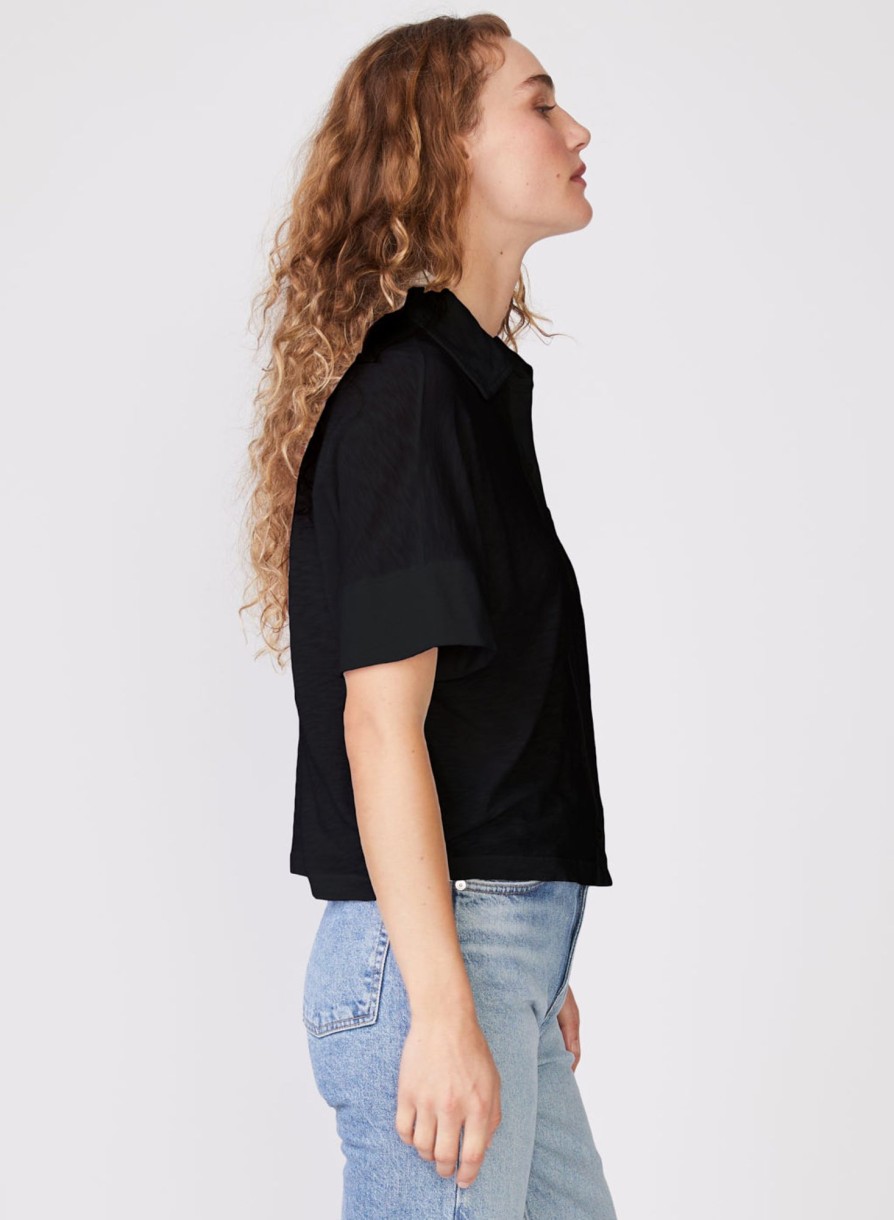 Tops | STATESIDE Supima Slub Short Sleeve Pocket Shirt In Black