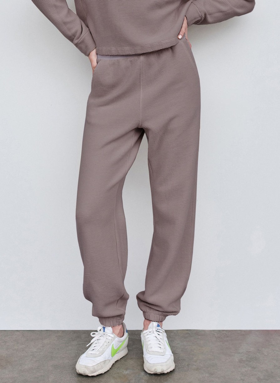 Sale | STATESIDE Horizontal Rib Sweatpant In Walnut