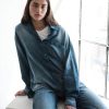 Fabric | STATESIDE Stonewashed Chambray Oversized Shirt In Medium Wash