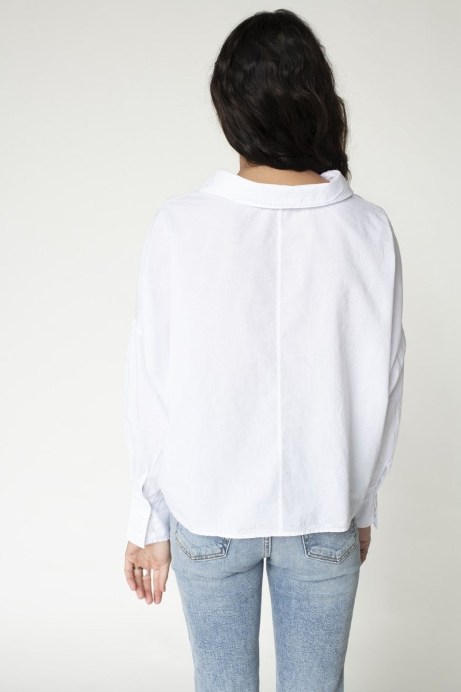 Tops | STATESIDE Poplin Long Sleeve Front Twist Button Up Shirt In White