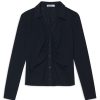 Fabric | STATESIDE Supima Slub Ruched Front Shirt In New Navy