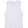 Fabric | STATESIDE Supima Slub Sleeveless Mock Neck Top In White