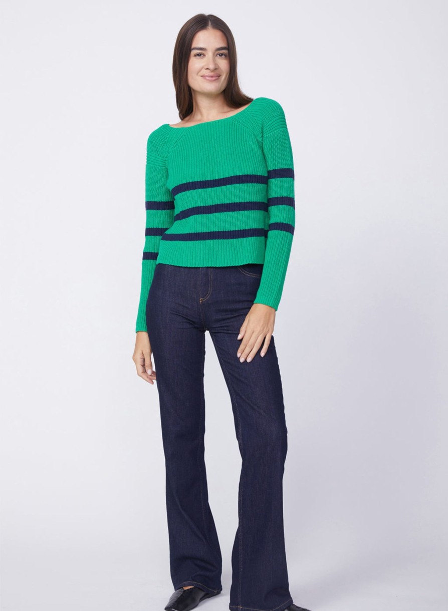 Fabric | STATESIDE Striped Raglan Pullover Sweater In Irish Crush