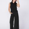 Fabric | STATESIDE Fine Poplin Wide Leg Cargo Pant In Black