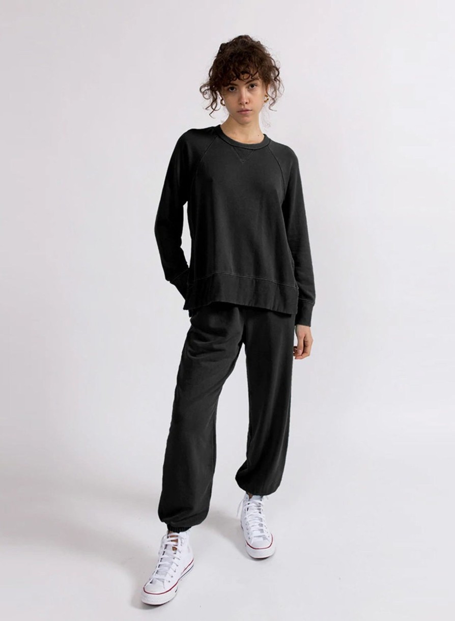 Sweats | STATESIDE Softest Fleece Raglan Side Slit Sweatshirt In Black