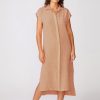 Dresses | STATESIDE Linen Short Sleeve Maxi Shirt Dress In Cafe