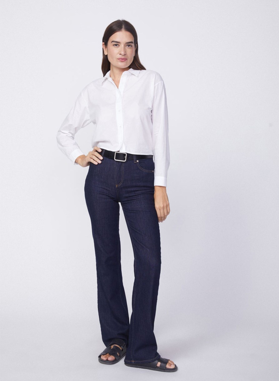 Tops | STATESIDE Voile Elastic Back Cropped Shirt In White