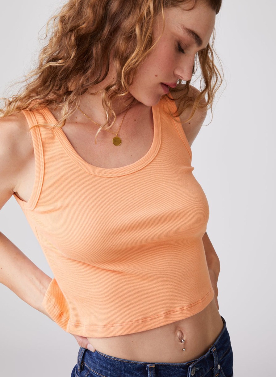 Fabric | STATESIDE Stateside 2X1 Rib Classic Tank In Cantaloupe