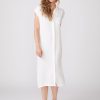 Fabric | STATESIDE Linen Short Sleeve Maxi Shirt Dress In White