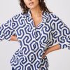 Sale | STATESIDE Geo Print Voile Oversized Shirt In New Navy