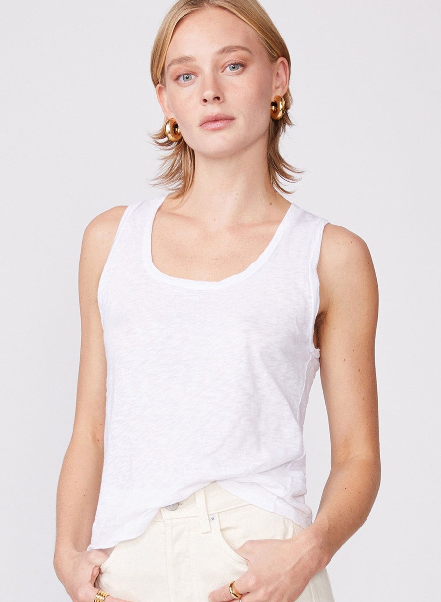 Fabric | STATESIDE Supima Slub Square Neck Tank In White