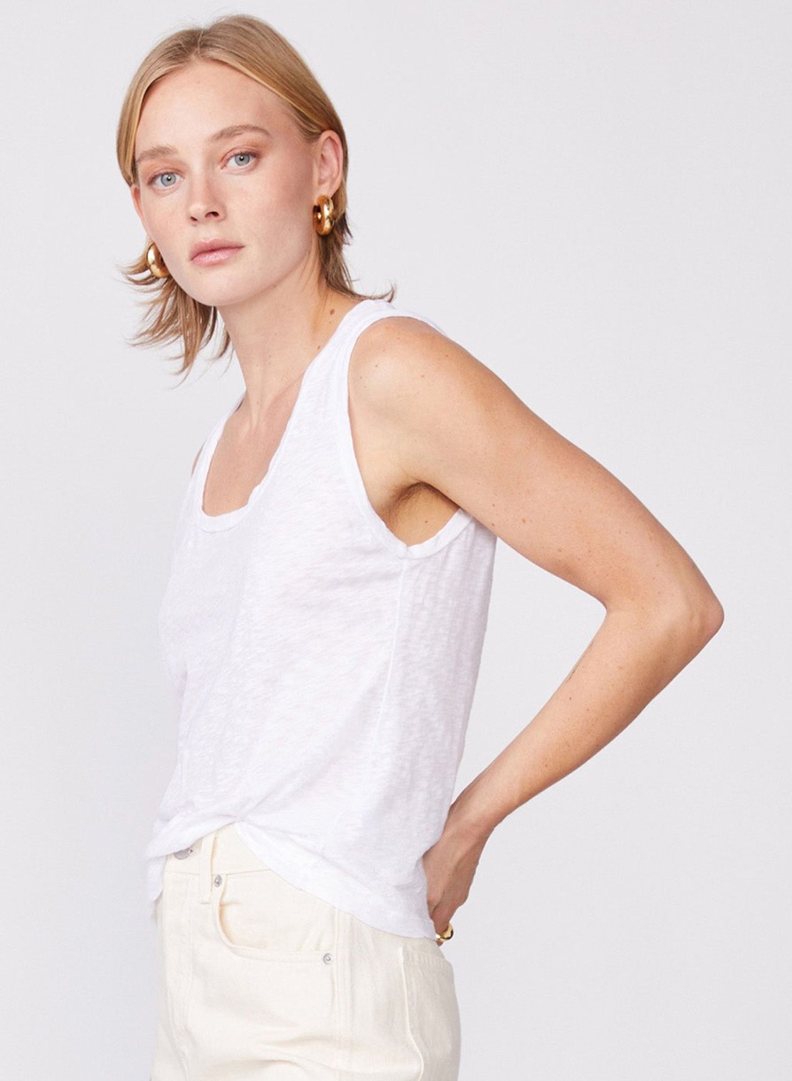 Fabric | STATESIDE Supima Slub Square Neck Tank In White