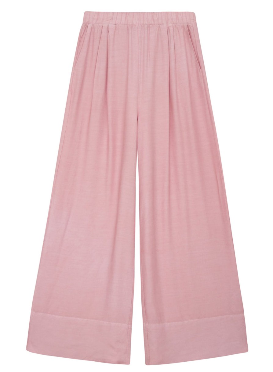 Bottoms | STATESIDE Viscose Satin Wide Leg Pant In Ballet