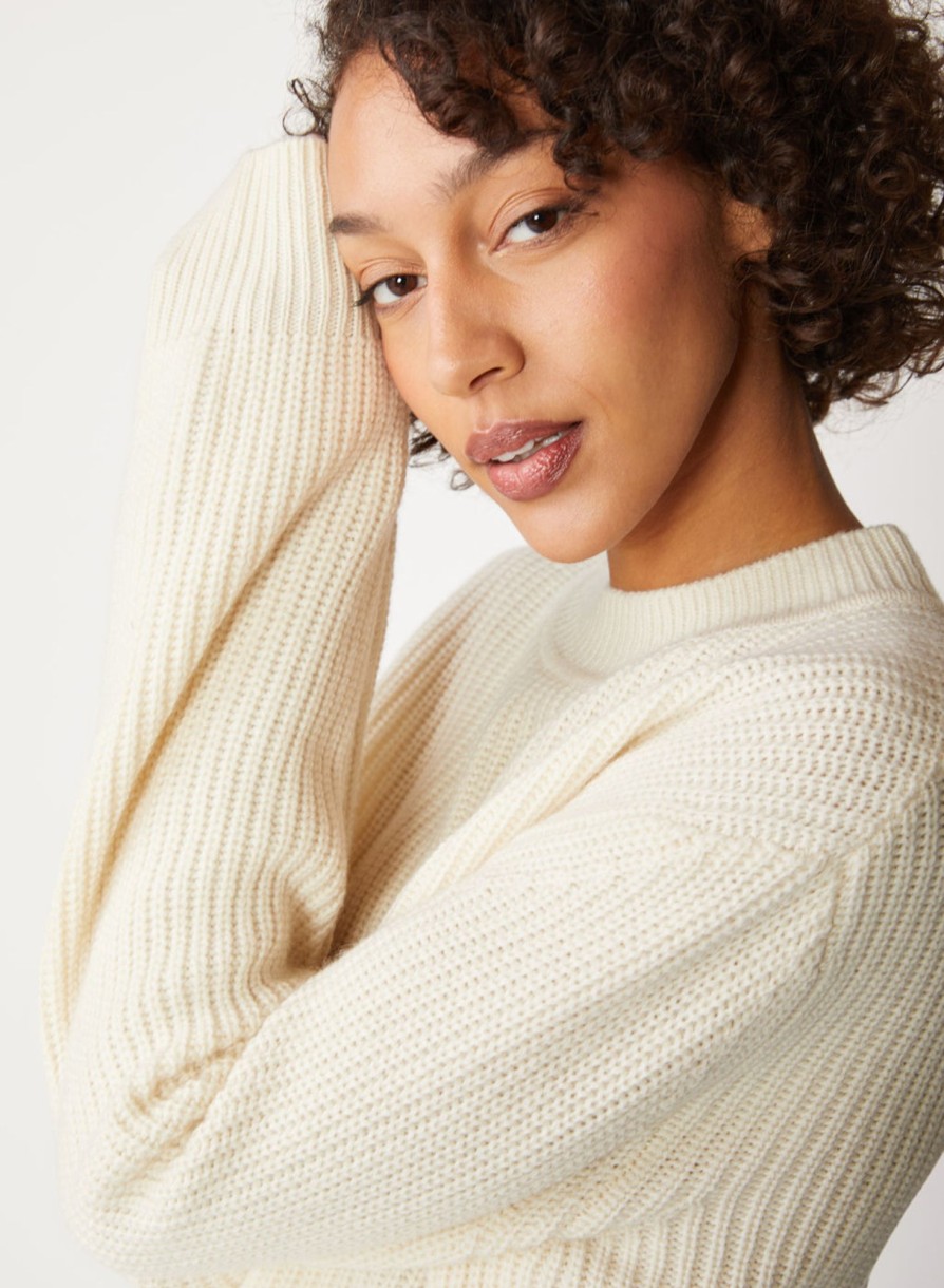 Sweaters | STATESIDE Ribbed Cashmere Tall Collar Sweater In Cream