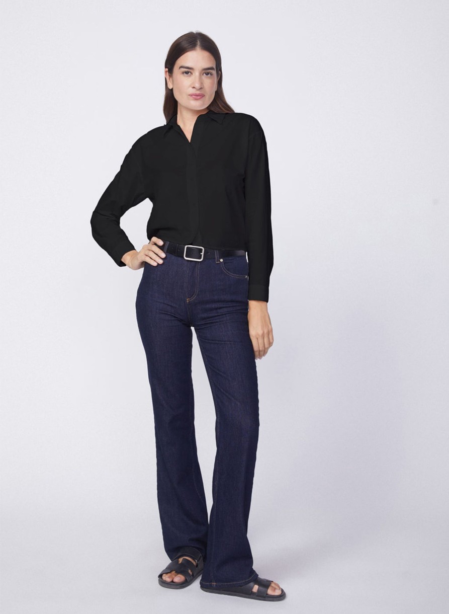 Fabric | STATESIDE Voile Elastic Back Cropped Shirt In Black