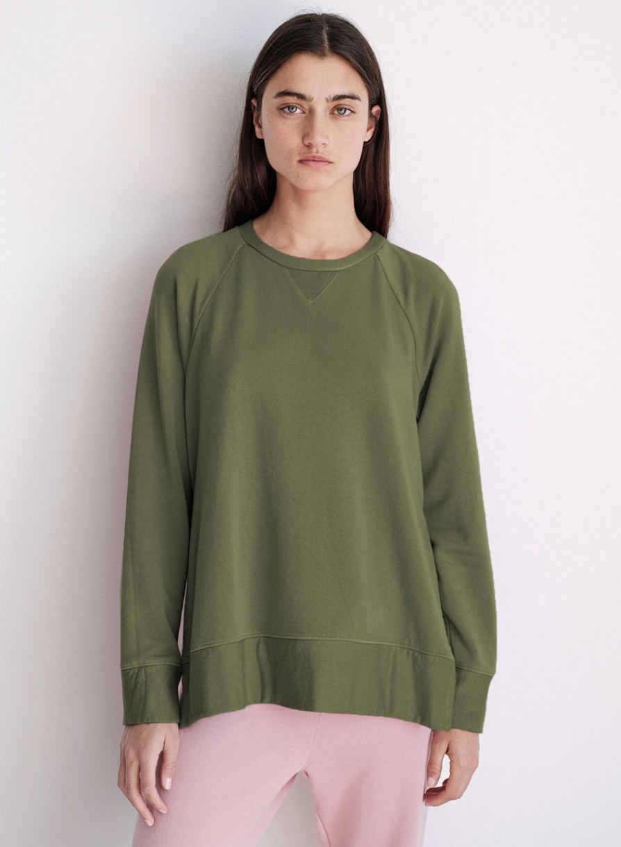 Essentials | STATESIDE Softest Fleece Raglan Side Slit Sweatshirt In Seaweed