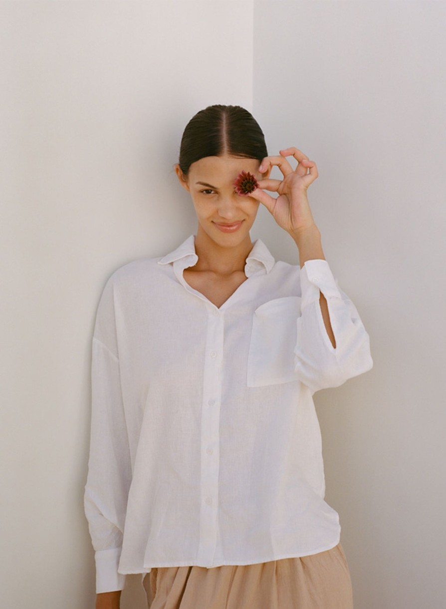 Sale | STATESIDE Stateside Linen Oversized Shirt In White