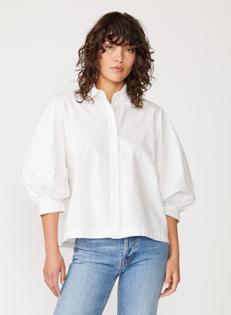 Tops | STATESIDE Structured Poplin Puff Sleeve Shirt In White