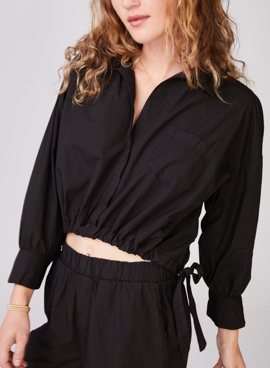 Sets | STATESIDE Structured Poplin Tie Hem Shirt In Black