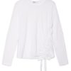 Fabric | STATESIDE Supima Slub Asymmetric Tie Long Sleeve In White