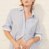 Fabric | STATESIDE Gingham Double-Faced Gauze Oversized Shirt In White