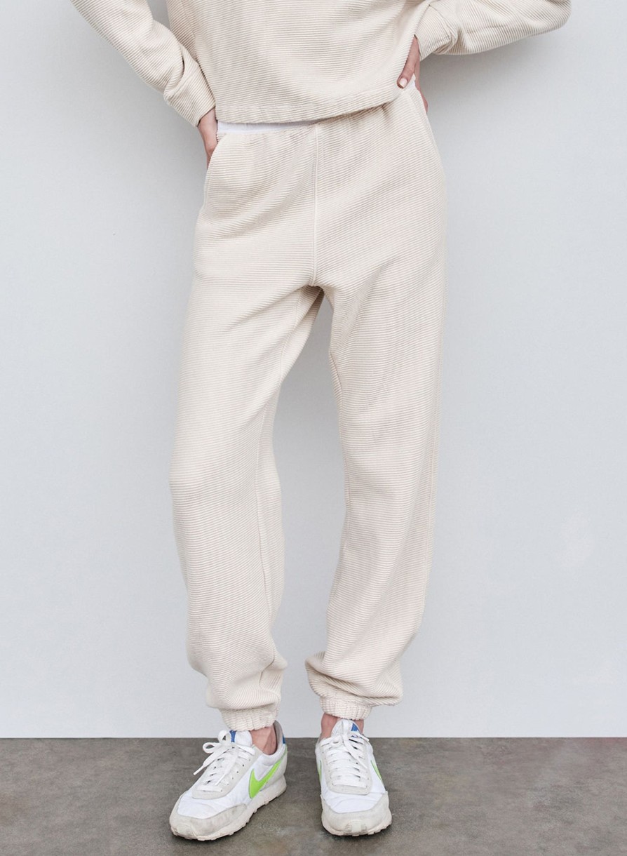 Fabric | STATESIDE Horizontal Rib Sweatpant In Cream