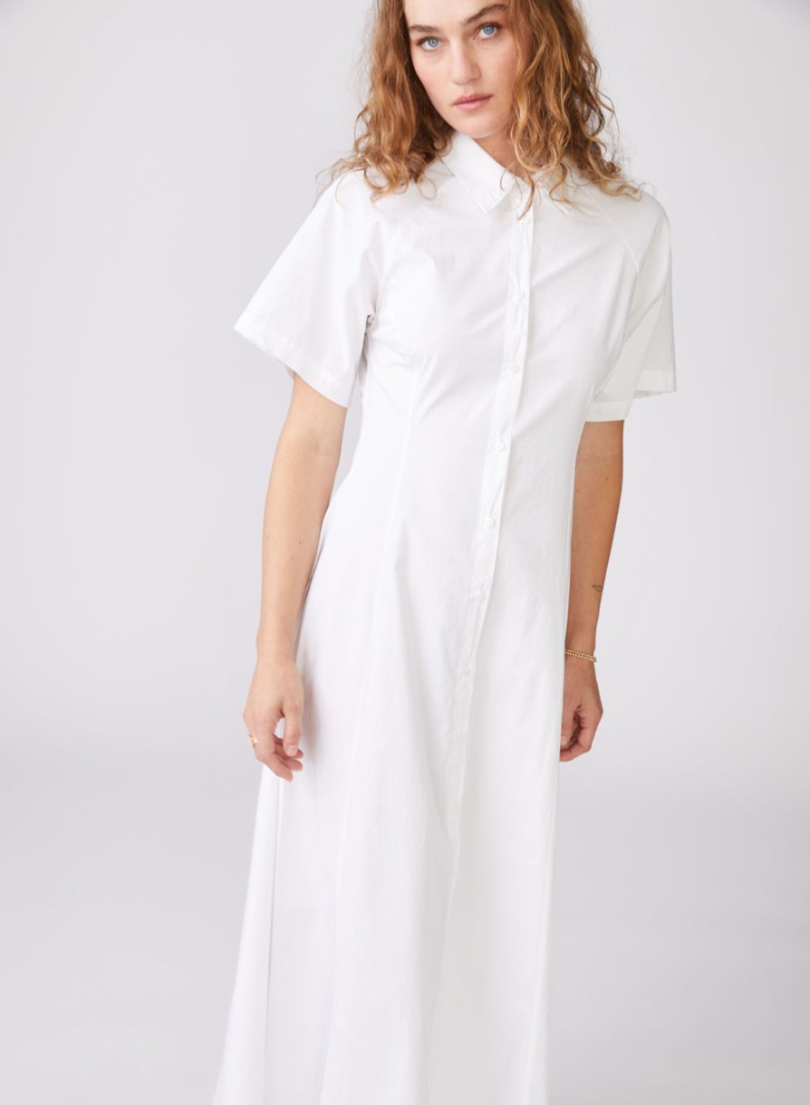 Sale | STATESIDE Structured Poplin Maxi Shirt Dress In White