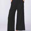 Fabric | STATESIDE Linen Wide Leg Pull-On Pant In Black