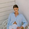 Tops | STATESIDE Gingham Double-Faced Gauze Oversized Shirt In White