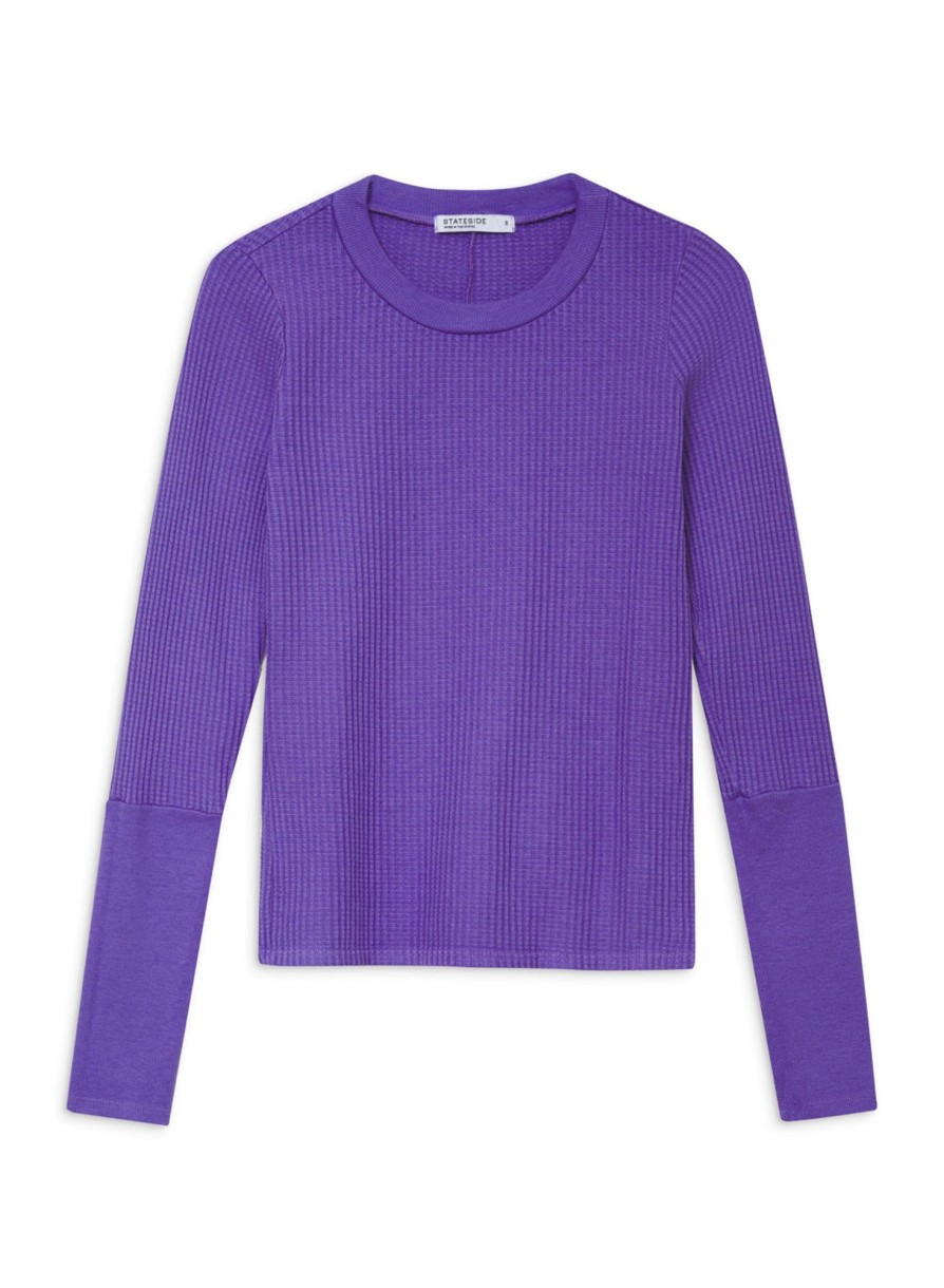 Essentials | STATESIDE Luxe Thermal Long Sleeve Scoop Neck In Iris