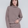 Tops | STATESIDE Horizontal Rib Mock Neck Pullover In Walnut