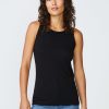 Fabric | STATESIDE Supima Slub Jersey Racerback Tank Top In Black