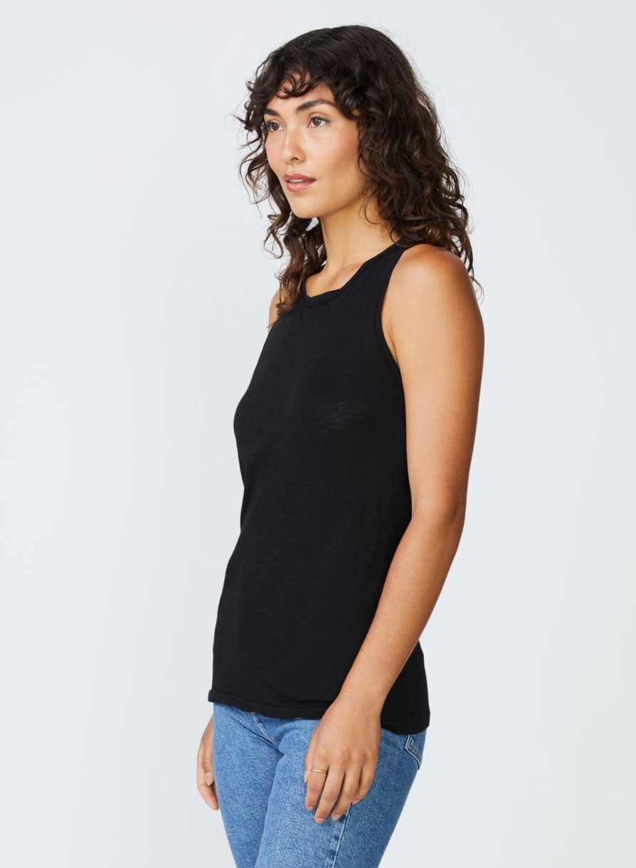 Fabric | STATESIDE Supima Slub Jersey Racerback Tank Top In Black