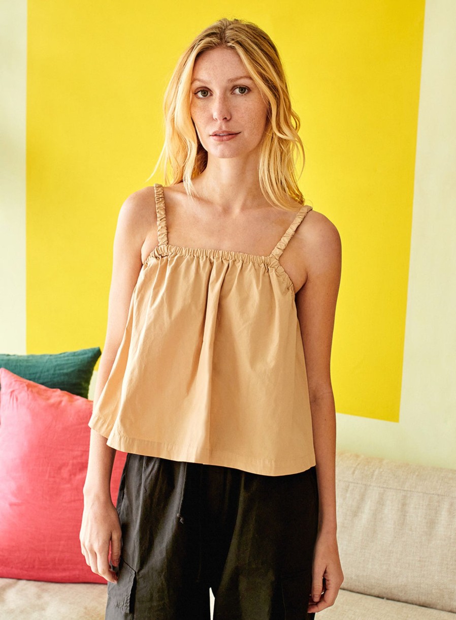 Tops | STATESIDE Structured Poplin Swing Top In Wheat