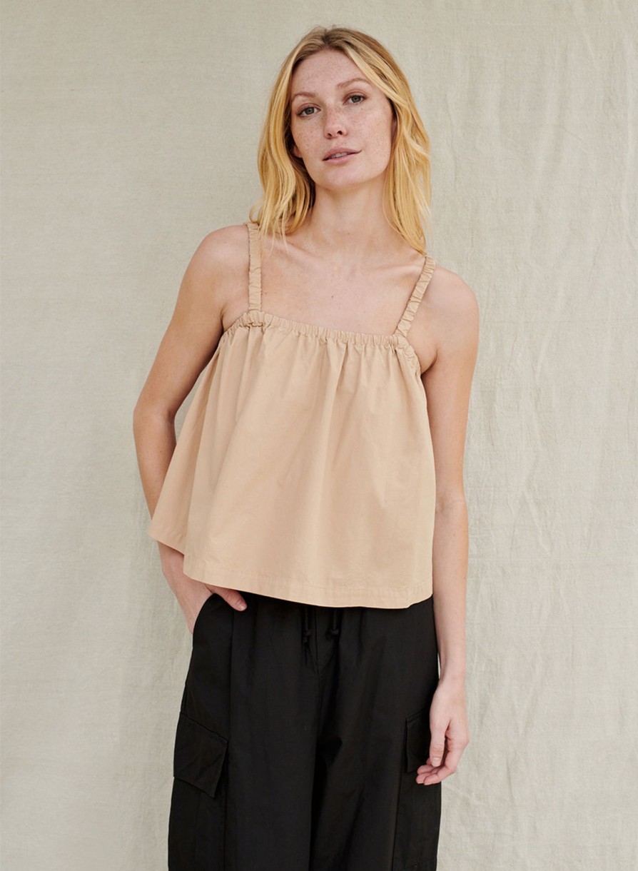 Tops | STATESIDE Structured Poplin Swing Top In Wheat