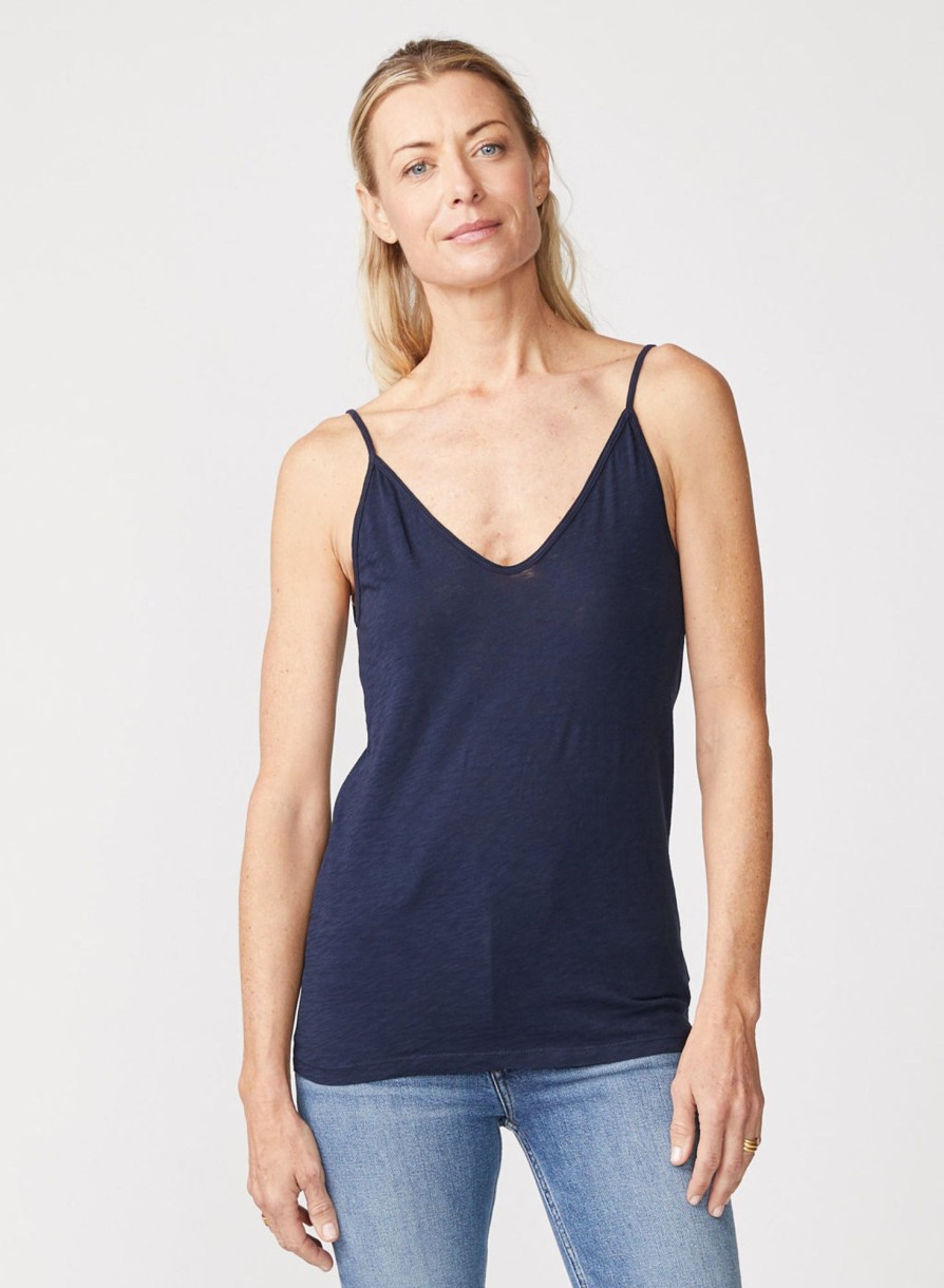 Tops | STATESIDE Supima Slub Jersey V-Neck Cami In New Navy