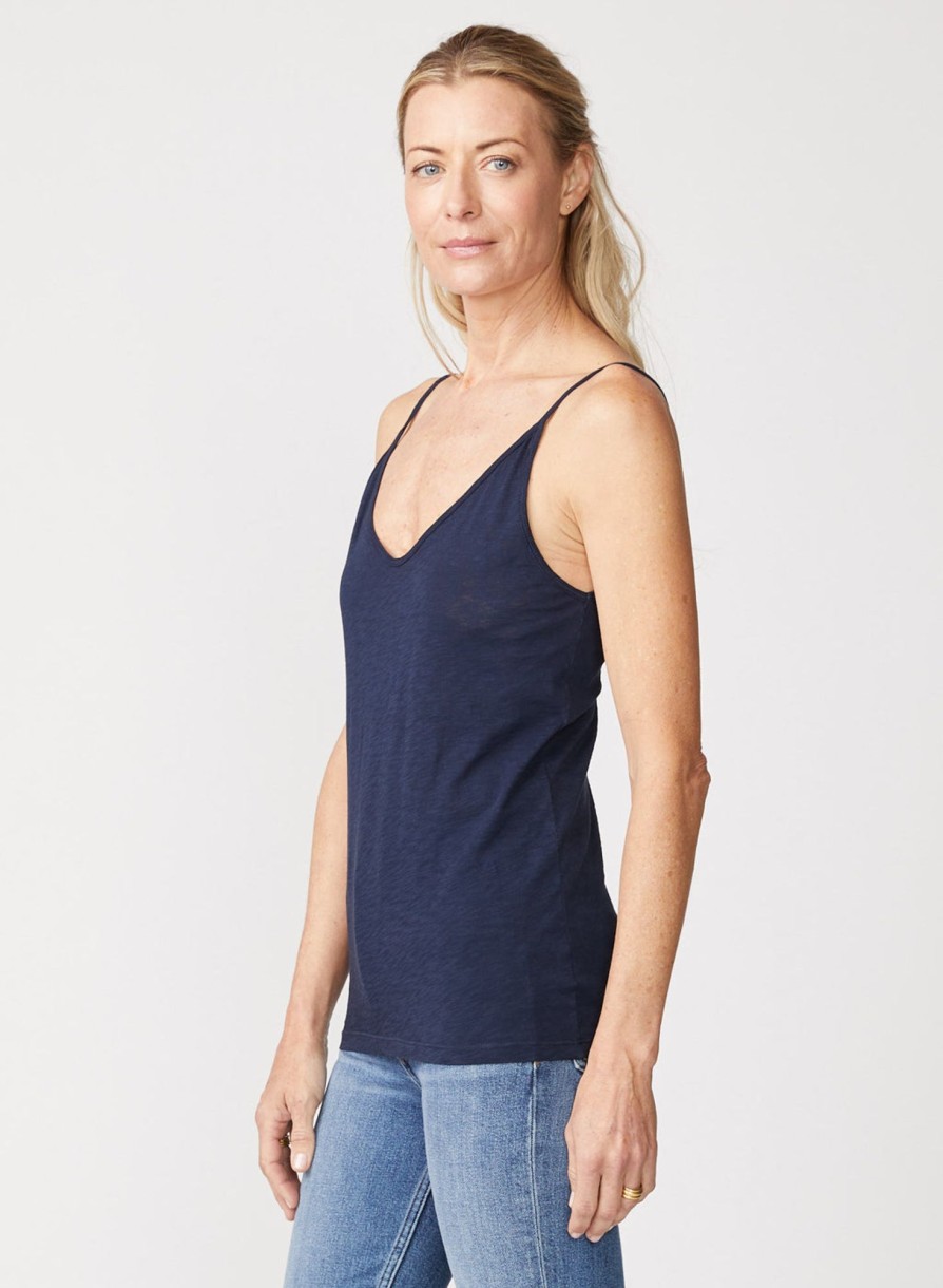 Tops | STATESIDE Supima Slub Jersey V-Neck Cami In New Navy