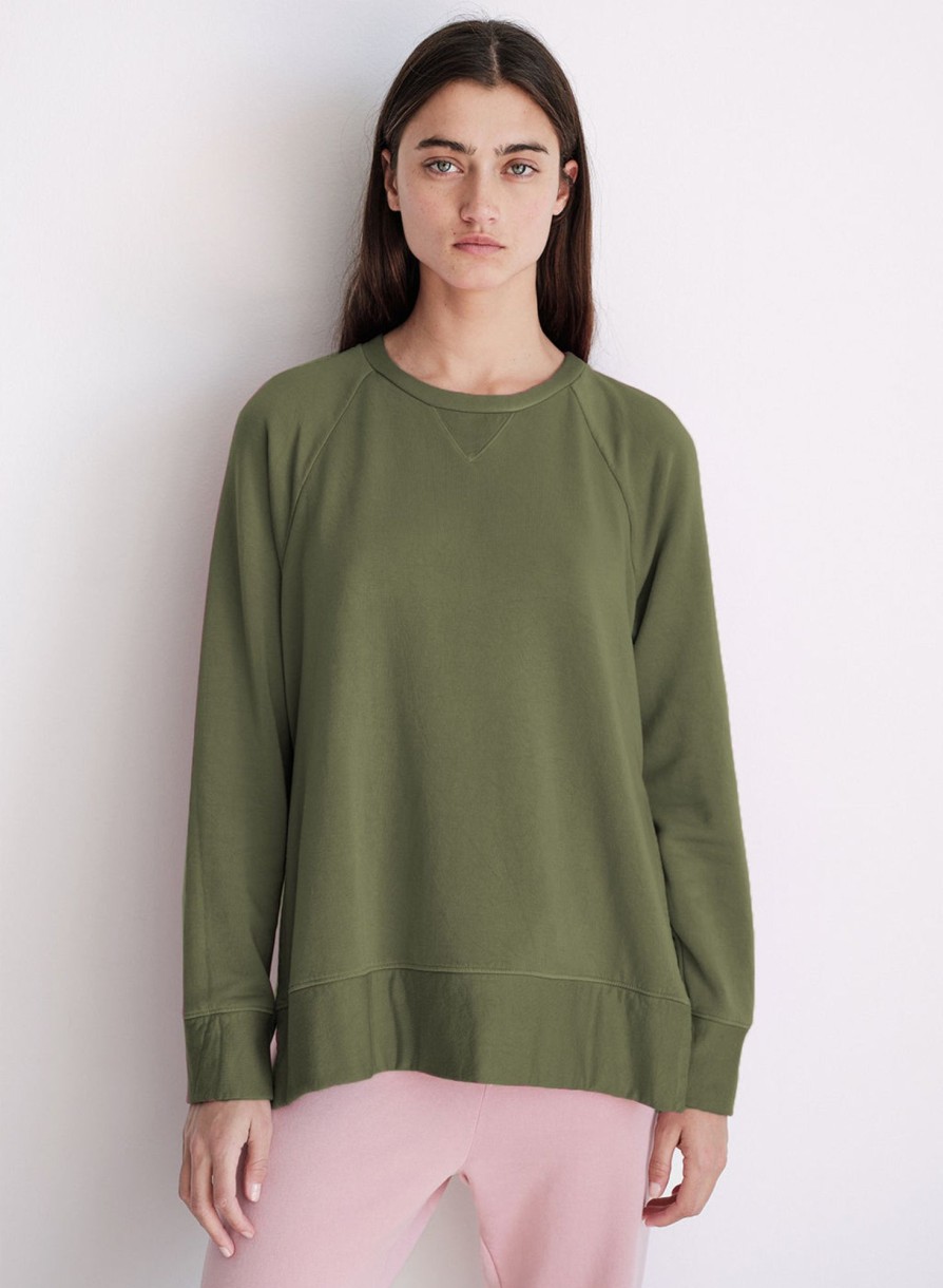 Tops | STATESIDE Softest Fleece Raglan Side Slit Sweatshirt In Seaweed