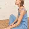 Fabric | STATESIDE Gauze Tie Shoulder Jumpsuit In Sail