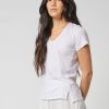 Fabric | STATESIDE Supima Slub Short Sleeve V-Neck T-Shirt In White