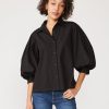 Sale | STATESIDE Structured Poplin Puff Sleeve Shirt In Black