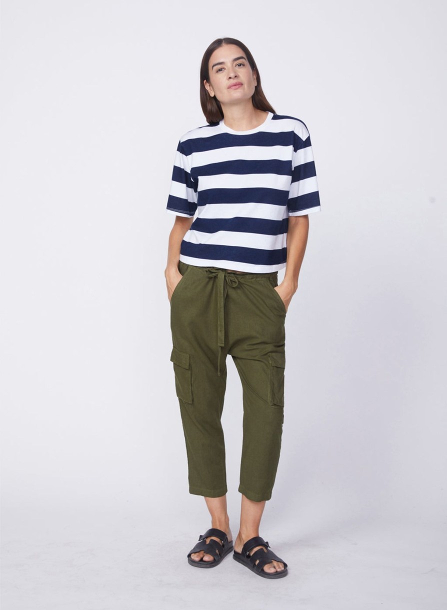 Bottoms | STATESIDE Linen Paperbag Cargo Pant In Seaweed