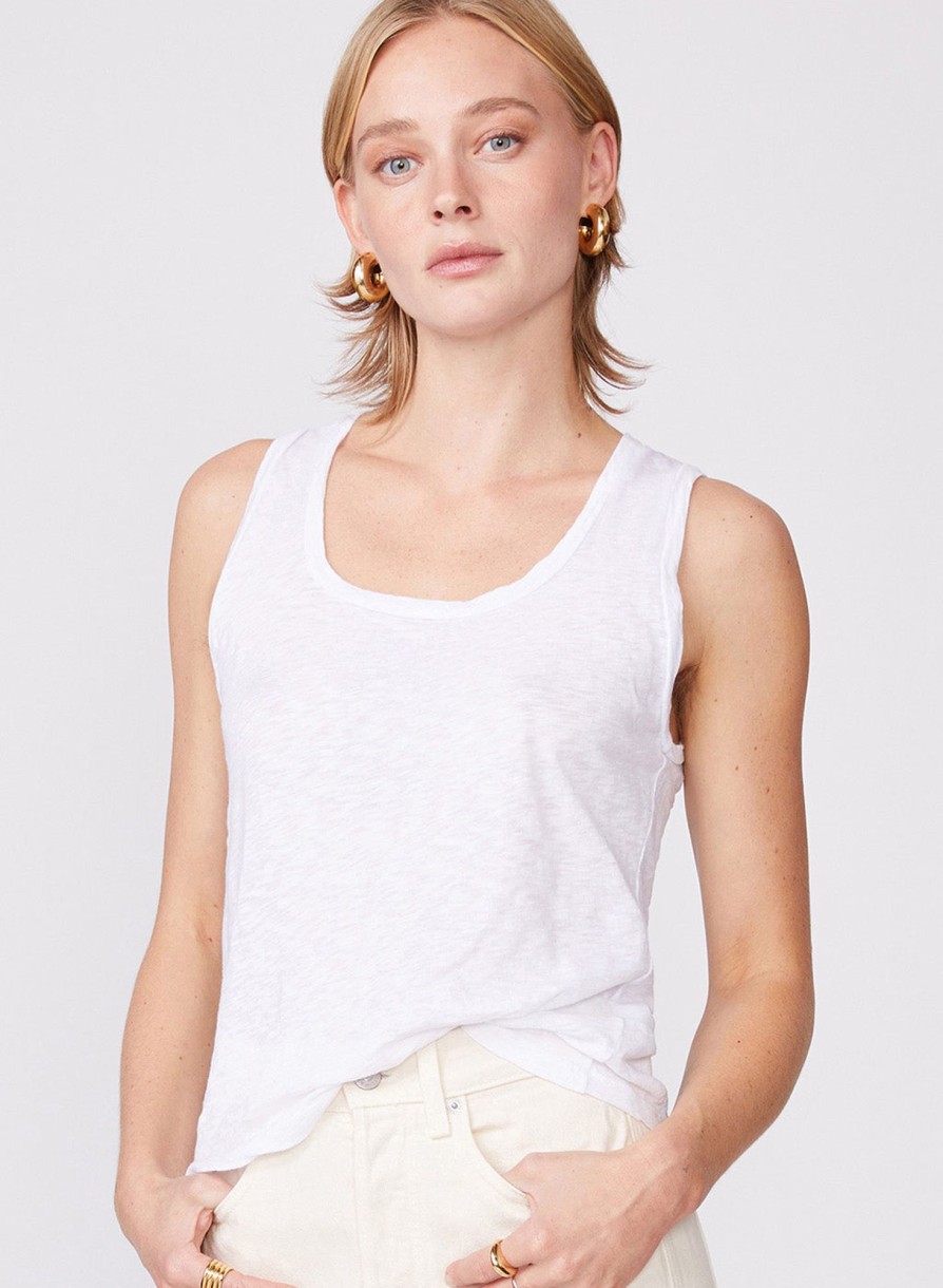 Sale | STATESIDE Supima Slub Square Neck Tank In White