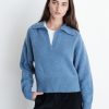 Tops | STATESIDE Stateside Cozy Cashmere Blend Johnny Collar Sweater In Denim