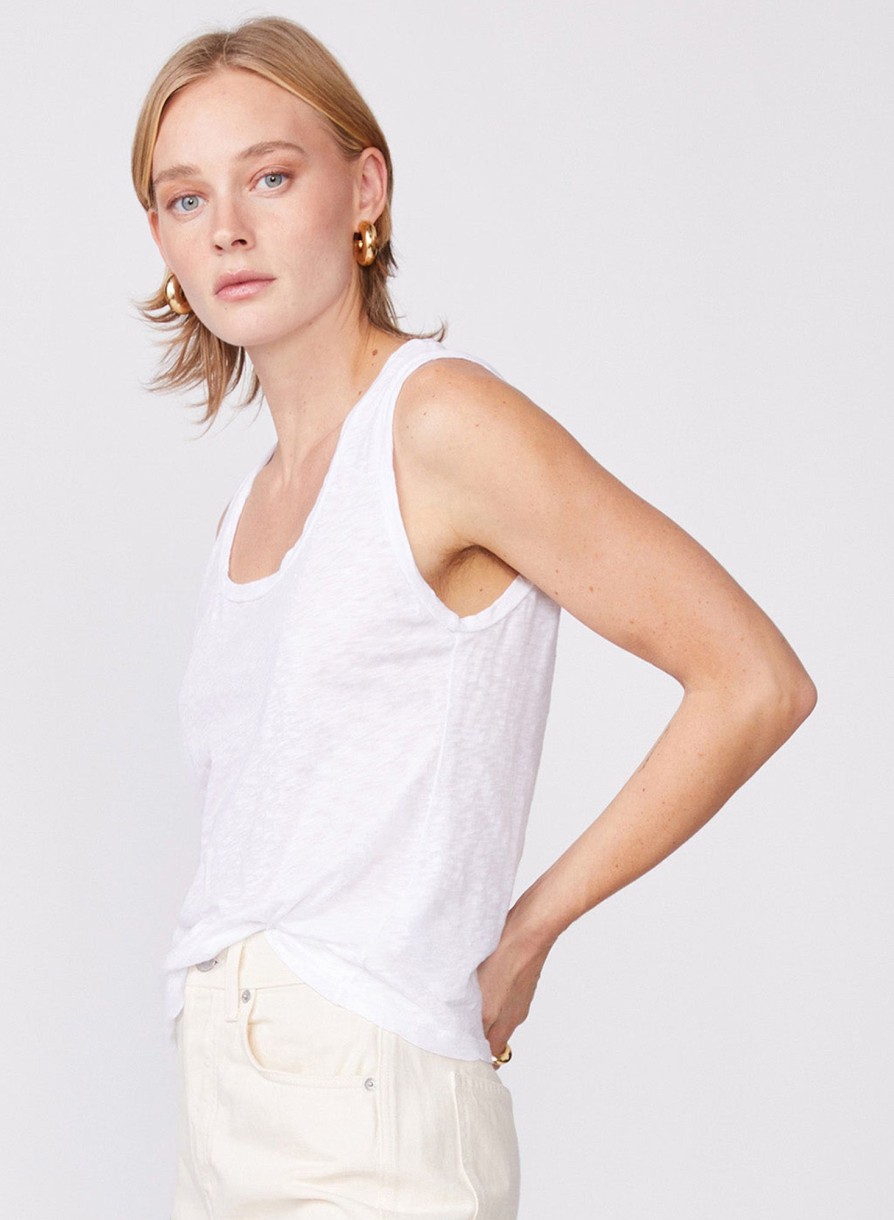 Tops | STATESIDE Supima Slub Square Neck Tank In White