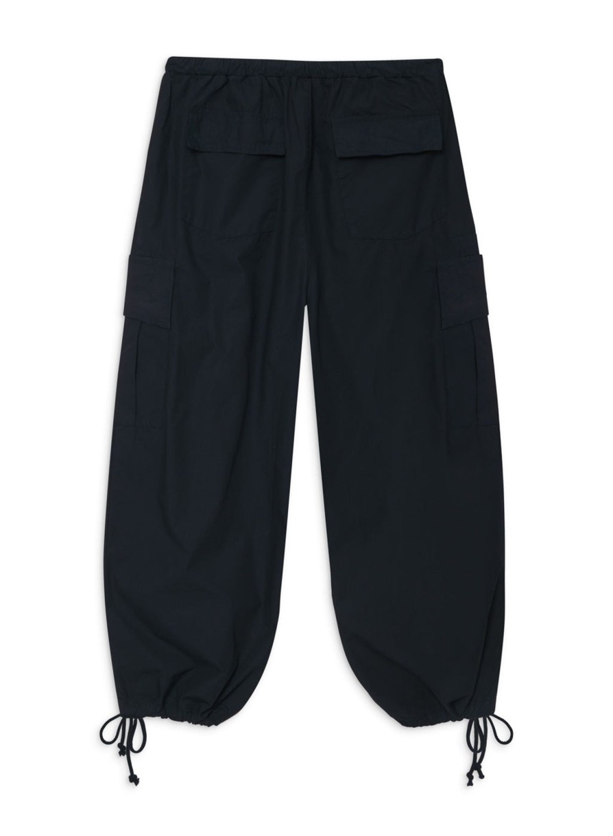 Fabric | STATESIDE Structured Poplin Drawstring Cargo Pant In New Navy