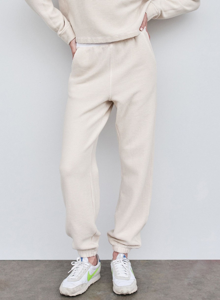 Sale | STATESIDE Horizontal Rib Sweatpant In Cream