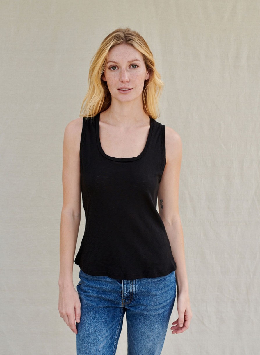 Tops | STATESIDE Supima Slub Square Neck Tank In Black