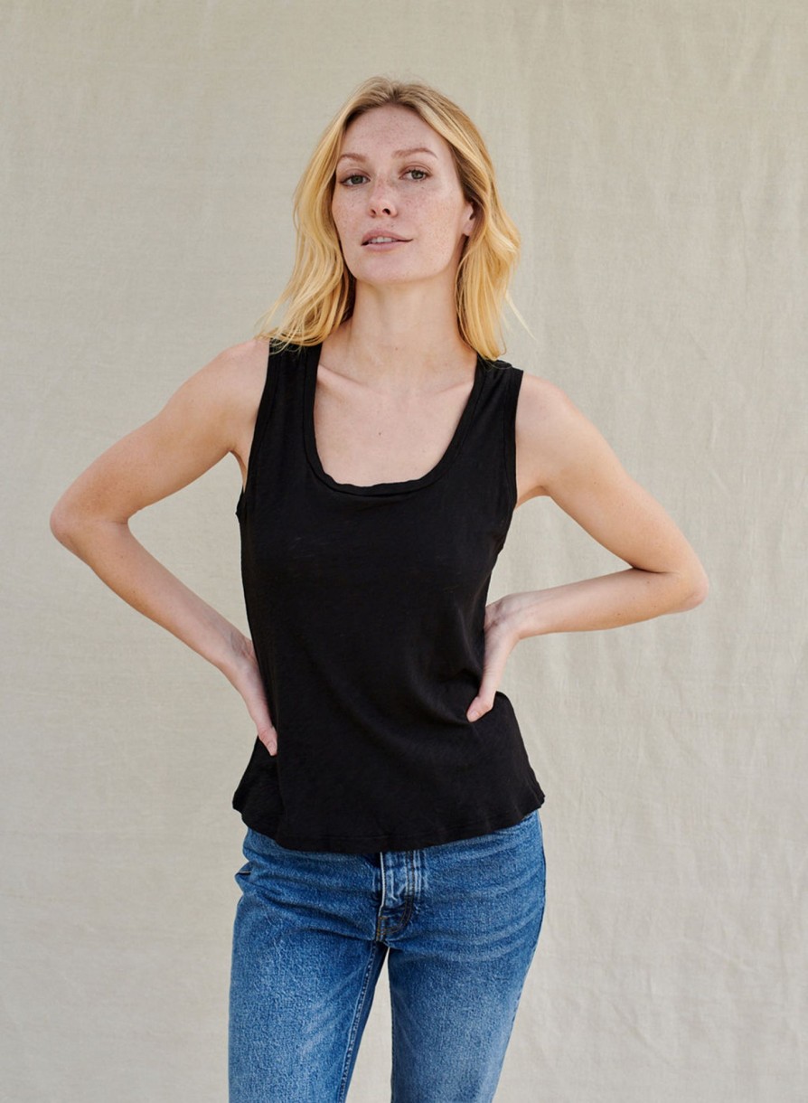 Tops | STATESIDE Supima Slub Square Neck Tank In Black