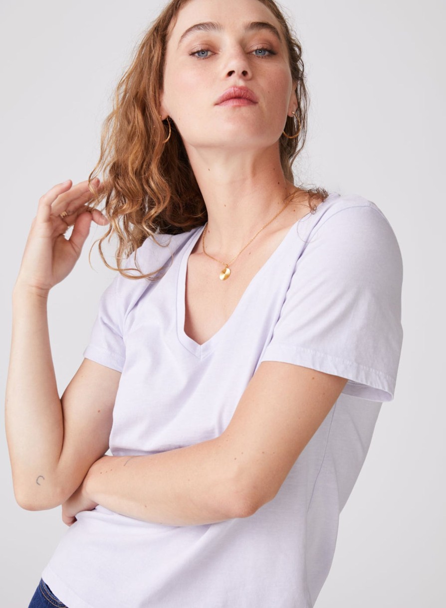 Tops | STATESIDE Stateside Cloud Jersey Short Sleeve Deep V-Neck In Lavender